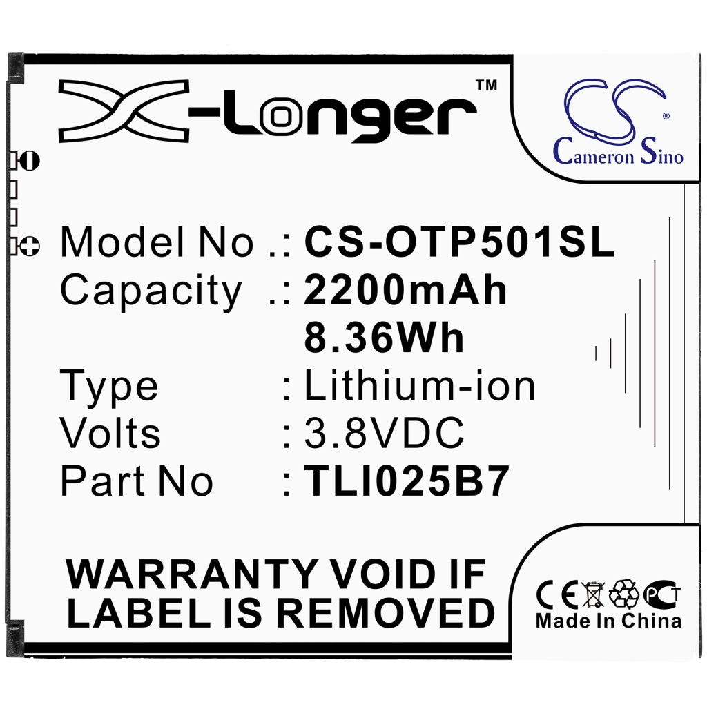 Yhteensopiva akun vaihto Alcatel TLI025B7