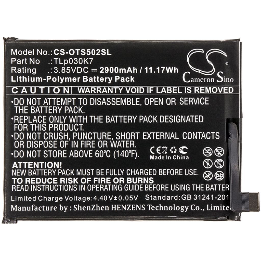 Yhteensopiva akun vaihto Alcatel TLP030K7