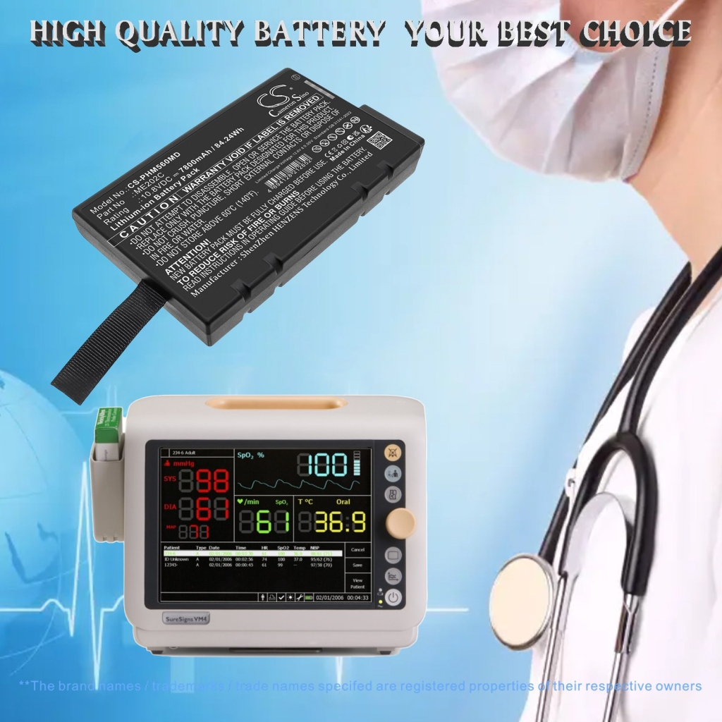 Akut yhteensopiva Philips Goldway G50 G60 G60E CS-PHM560MD