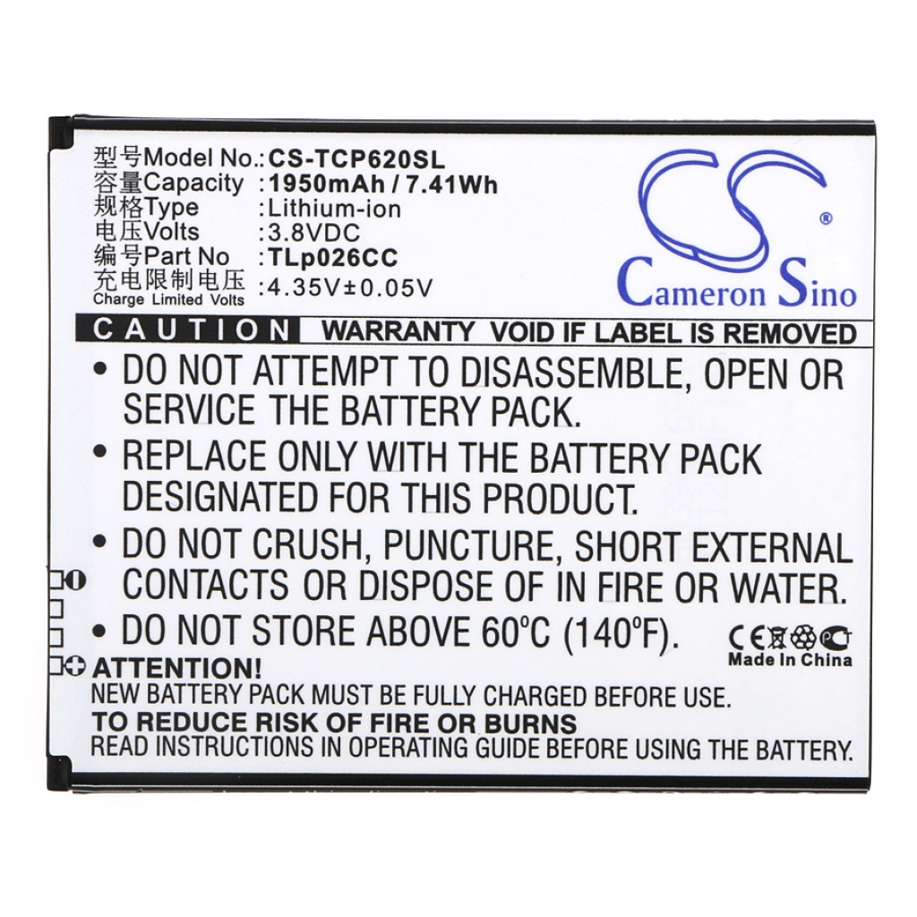 Akku yhteensopiva TCL CS-TCP620SL
