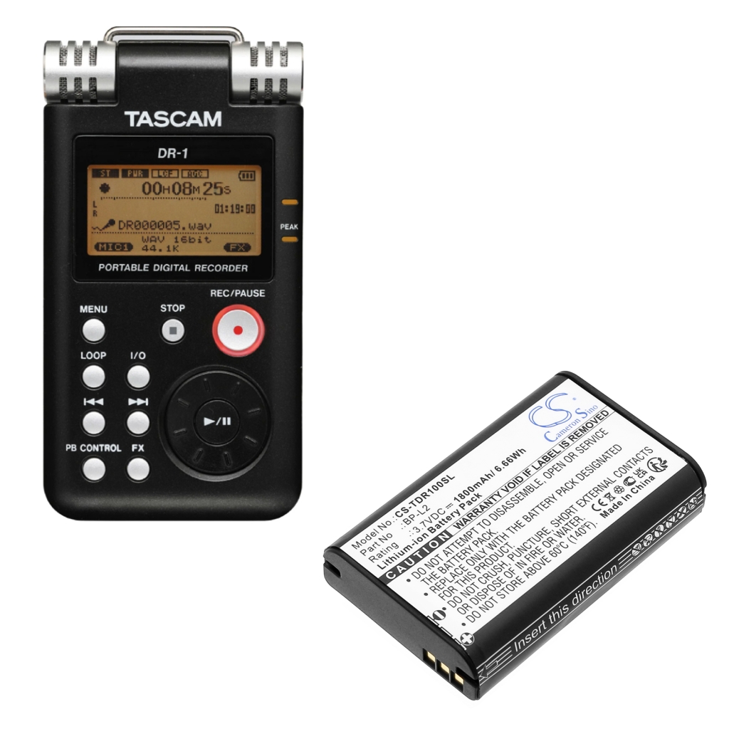 Yhteensopiva akun vaihto Tascam BP-L2