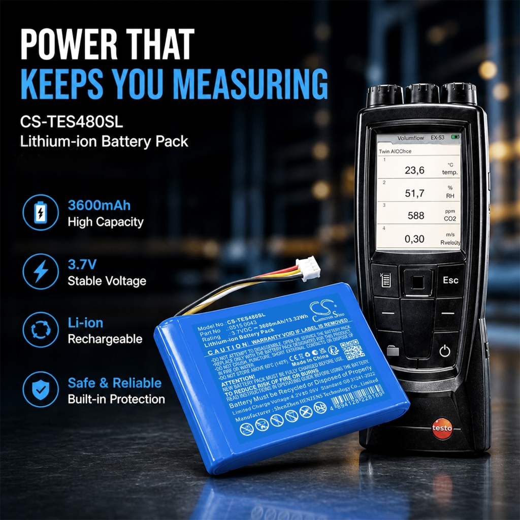 Battery compatible with Testo CS-TES480SL