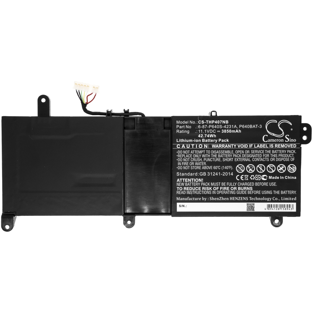 Kannettavan tietokoneen akku Schenker CS-THP407NB