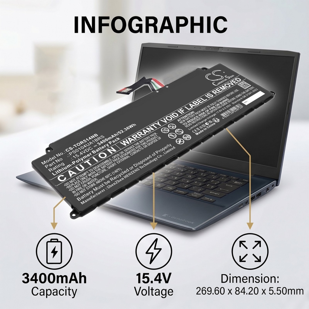 Akku yhteensopiva Toshiba CS-TOR514NB