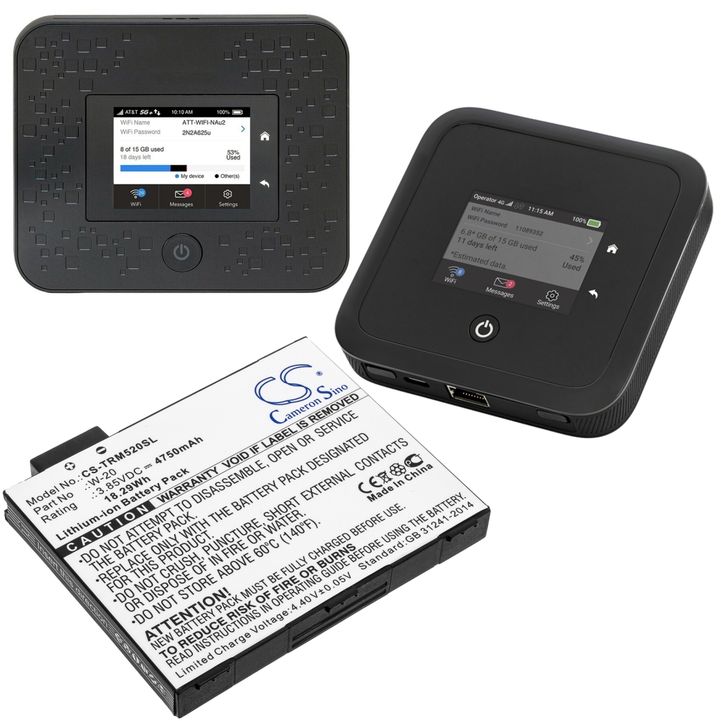 Yhteensopiva akun vaihto Netgear W-20