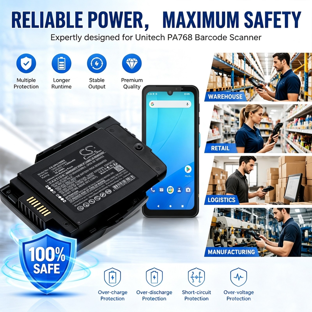 Akut yhteensopiva Unitech PA768 PA768 Rugged Mobile Computer CS-UPA768BX