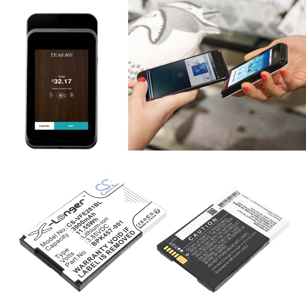 Maksupäätteen akku Verifone CS-VFE281BL