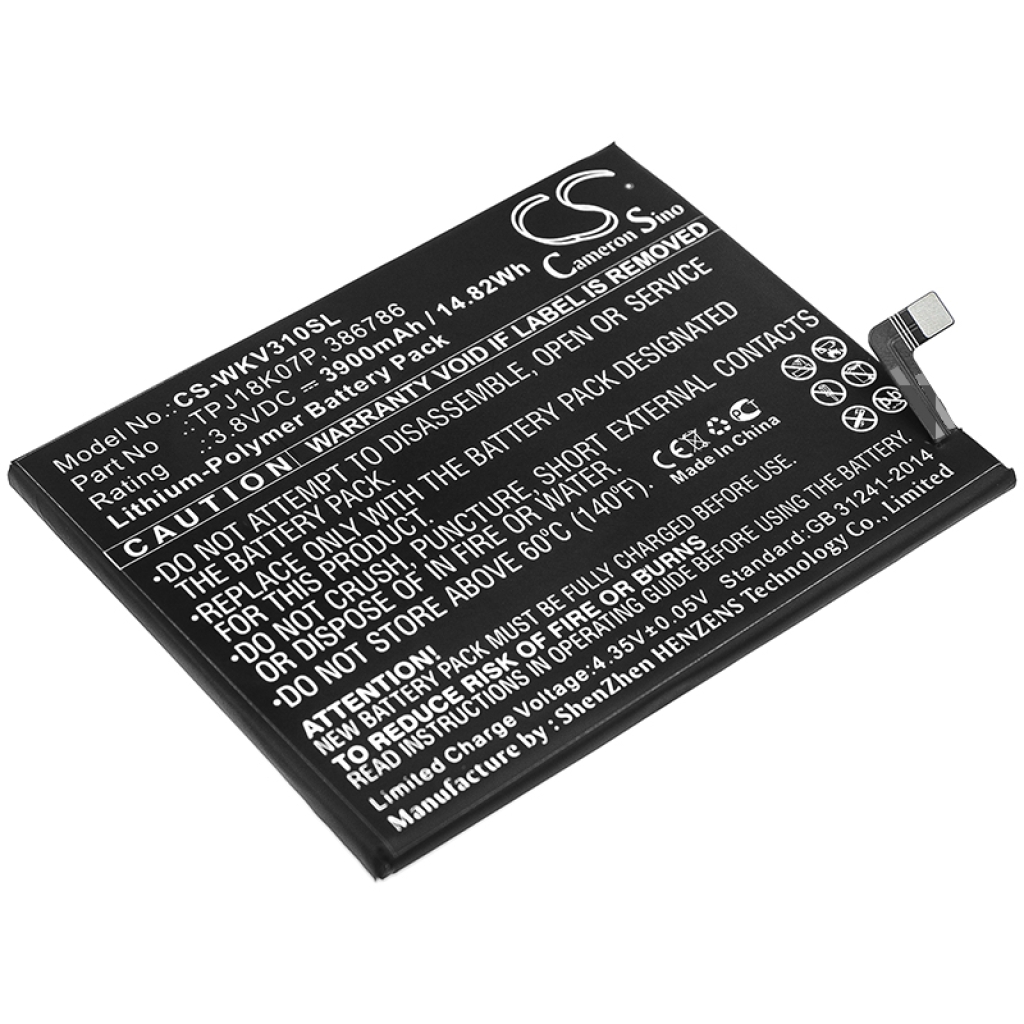 Yhteensopiva akun vaihto Wiko 386786,TPJ18K07P