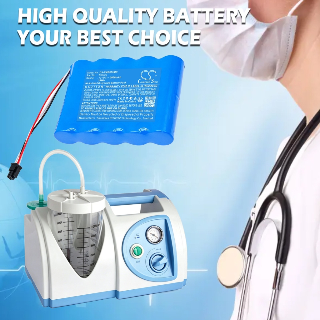 Akku yhteensopiva Zeiner medical CS-ZMB933MD